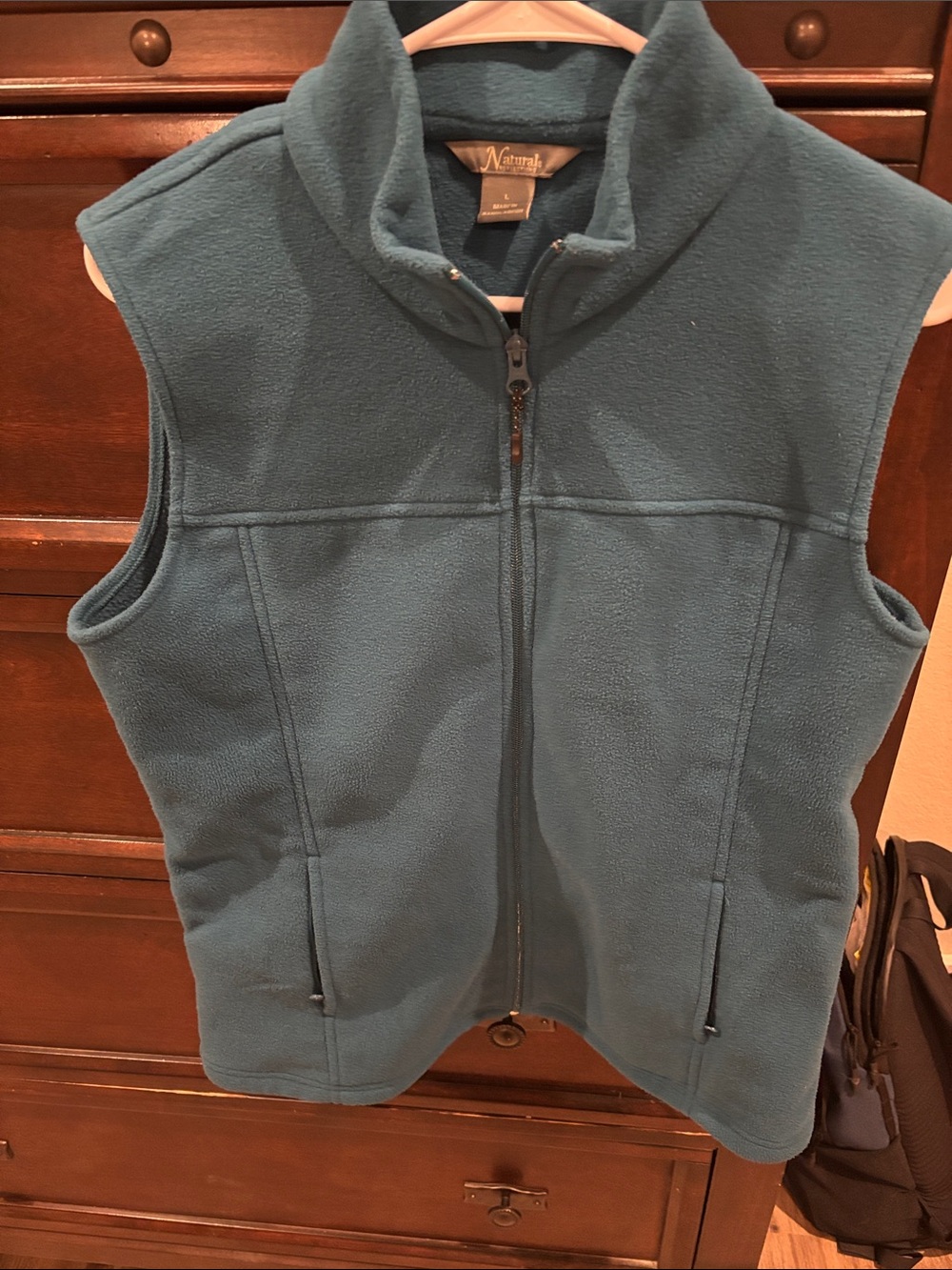Ladies Teal Fleece Vest - Sleeveless Zip Front